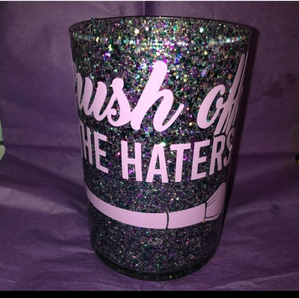 New Brush Off The Haters Glittery Makeup Brush Holder